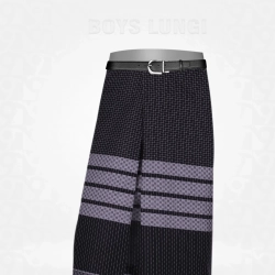 Boys Lungi-Black Grey Dobby